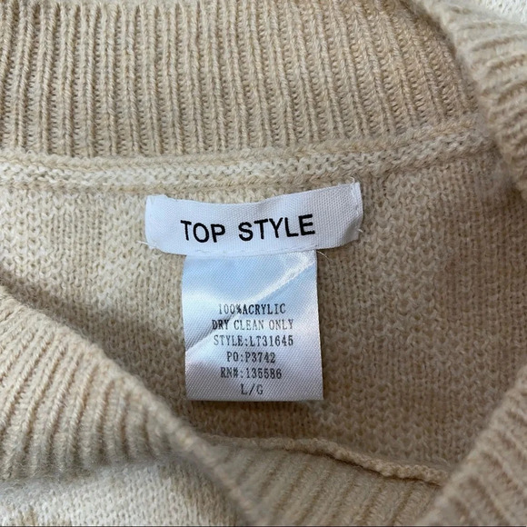 Top Style Boutique Cream Leopard Print Oversized Knit Sweater Large Women’s - Picture 9 of 10